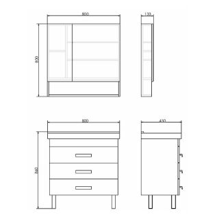 Зеркало-шкаф Comforty Никосия 00-00007619 80 см Дуб темный